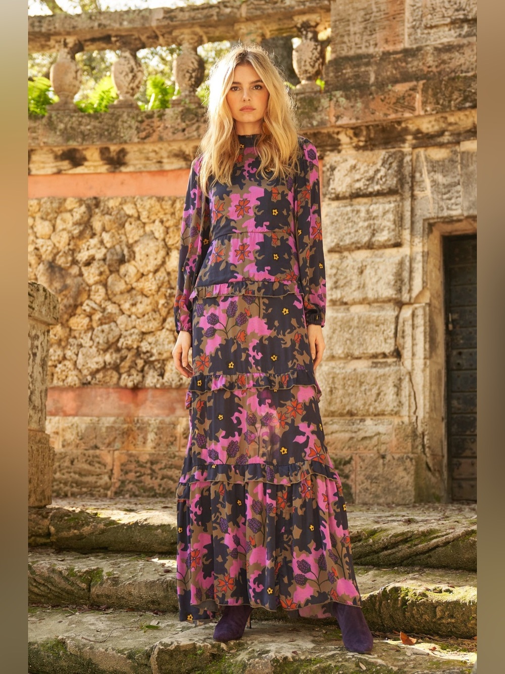 Oliphant Floral Maxi Dress - Navy and Pink - Picture 5 of 9
